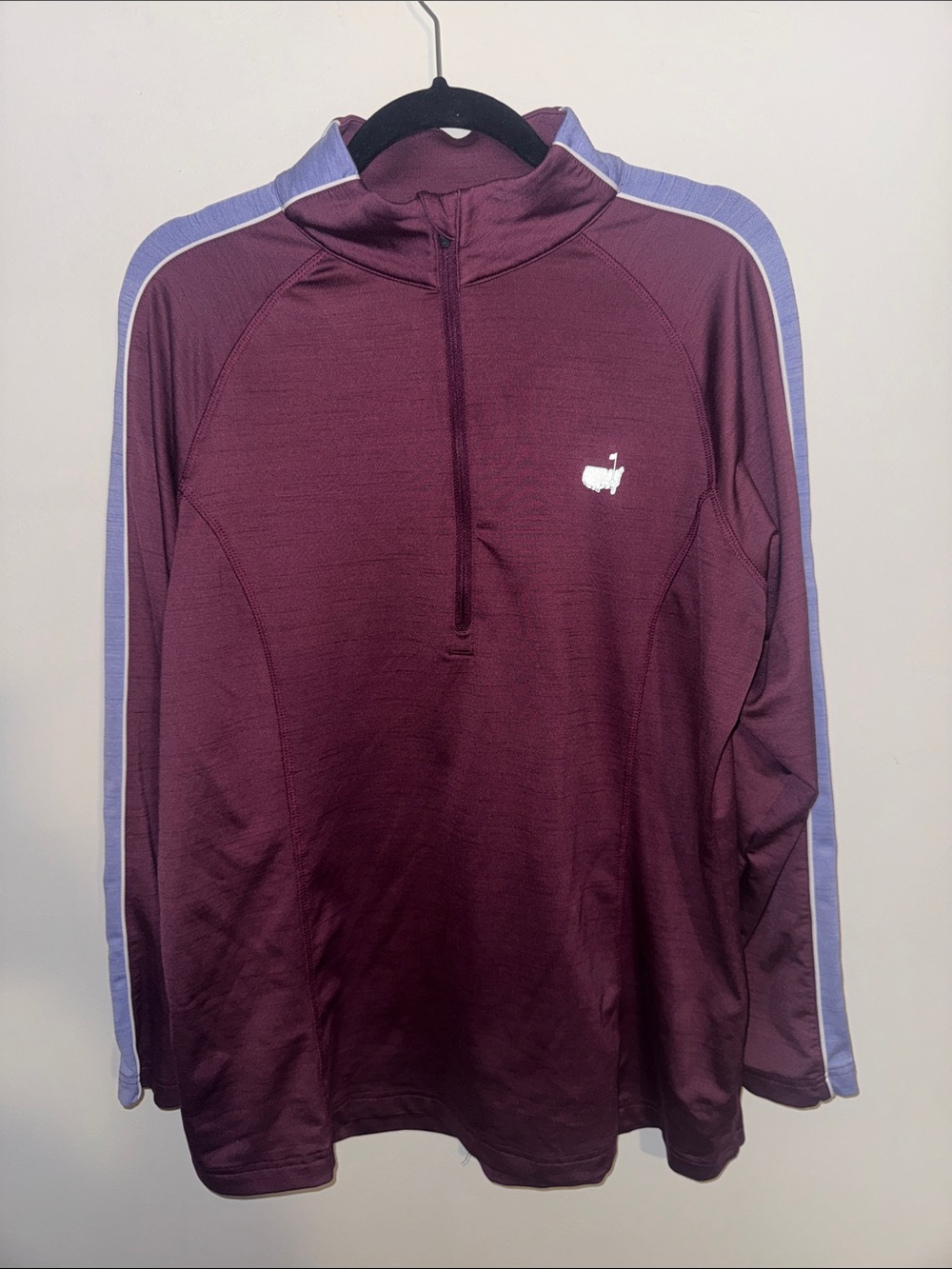 Masters Active Quarter-Zip Pullover with Contrast Sleeve Stripe / Burgundy